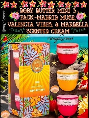 🆕️BODY BUTTER MINI 3 PACK~MADRID MUSE, VALENCIA VIBES, & MARBELLA SCENTED CREAM